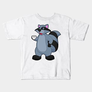 Racoon with Cup of Coffee Kids T-Shirt
